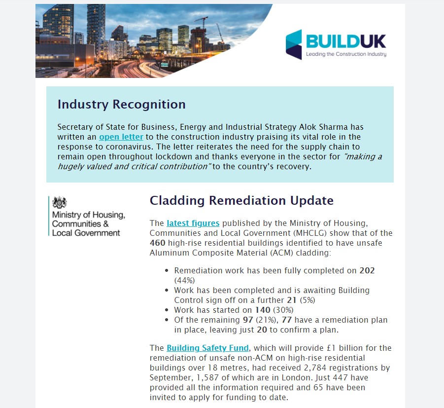 BuildUK's tweet photo. Our weekly industry update is now available, which includes the latest figures on cladding remediation work, changes to the Construction Industry Scheme (CIS), as well as the most recent entry in our factsheets series on @HighwaysEngland's A303 scheme:
https://t.co/TGIbQhU6i7 https://t.co/ZPaeuYoXnW