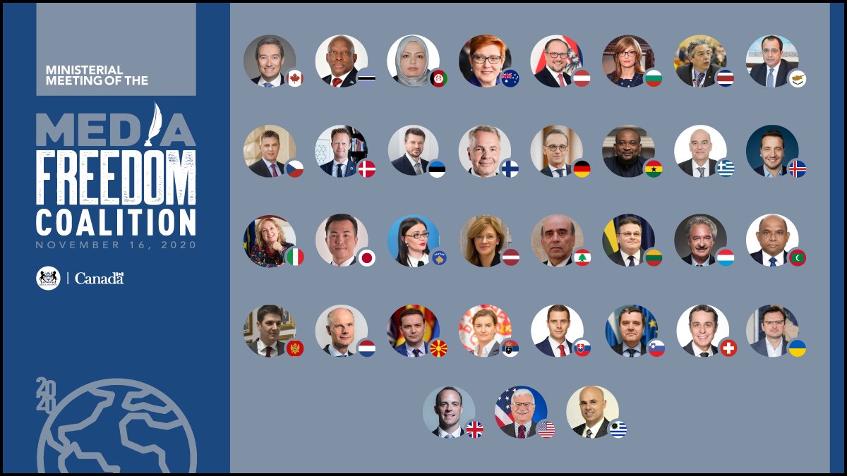 CanadaFP's tweet image. At the first ministerial meeting of the Media Freedom Coalition, heads of delegation will exchange views on key concerns regarding media freedom and identify priorities for the coming year.  #DefendMediaFreedom