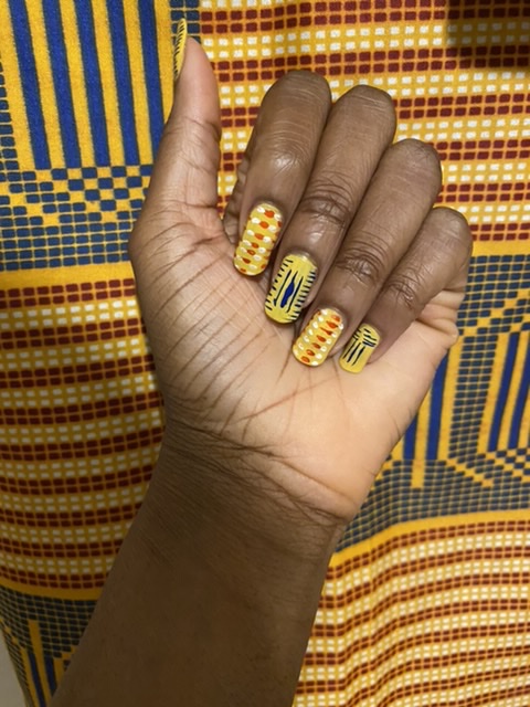 nailunheard's tweet photo. Final clothing inspired nail art look, inspired by one of my favourite #ankara skirts

#NailArt #FashionNails #NailDesign https://t.co/bOhzagqdad