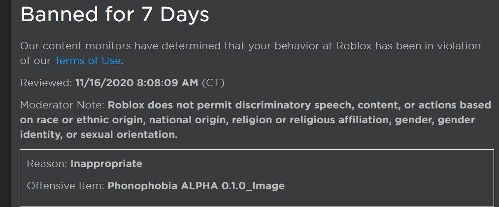 UniverseGameSt1's tweet image. @Roblox @robloxdevrel 
Phonophobia- fear of sound 
NOT discriminatory speech 

Sorry guys development will be delayed.