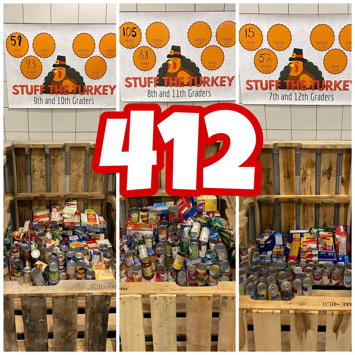 LeRoy_CSD's tweet photo. Stuff The 🦃 

Macaroni Madness Day
🌟Team Jell-O Day 1:
Turn In=2️⃣3️⃣3️⃣items🔥

Standings:
1️⃣8th&amp;11th-193
2️⃣9th&amp;10th-152
3️⃣7th&amp;12th-67

A great start, Knights! We need to go HUGE this week! 

Team Jell-O Day 2-Tuesday 11/17:
Starch Fest

#BigThanks👏
#KnightServe https://t.co/2Y063F4FNw