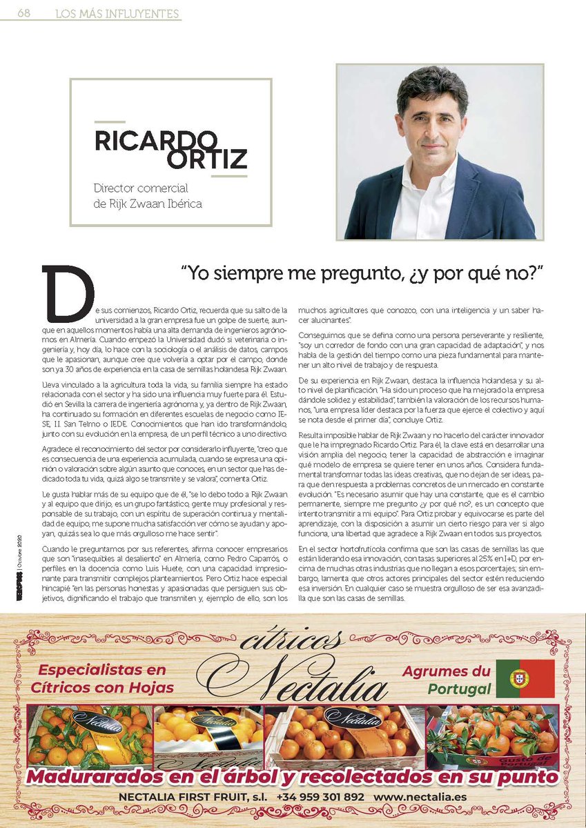 RevistaMercados's tweet photo. 🔝"Soy un corredor de fondo con una gran capacidad de adaptación" @rijkzwaanES @JRicardoOrtiz1
#Ed151 #Almería @GrupoCaparros #Influyentes #frutas #hortalizas https://t.co/OkZnLGuTwp https://t.co/cq2MytfArR