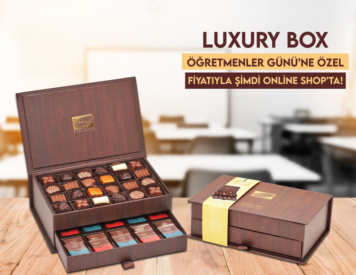 BindChocolate's tweet photo. Öğretmenler Günü için en şık hediyeyi düşünenler, Luxury Box'a ne dersiniz?🎁 / Already thinking about Teacher’s Day stylish gifts? How about Luxury Box? 🎁
☎ 444 7 444
💻 https://t.co/YYDmCKqrTU
#bindchocolate #öğretmenlergünü #teachersday #chocolate #çikolata #bindçikolata https://t.co/9Ilivyi07S