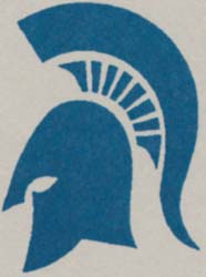Depictions of the Spartan logo have varied over time. Left: 1983; Right top: 1997; Right bottom: 2006. Images: 00399D1 & W00157A, CWRU Archives