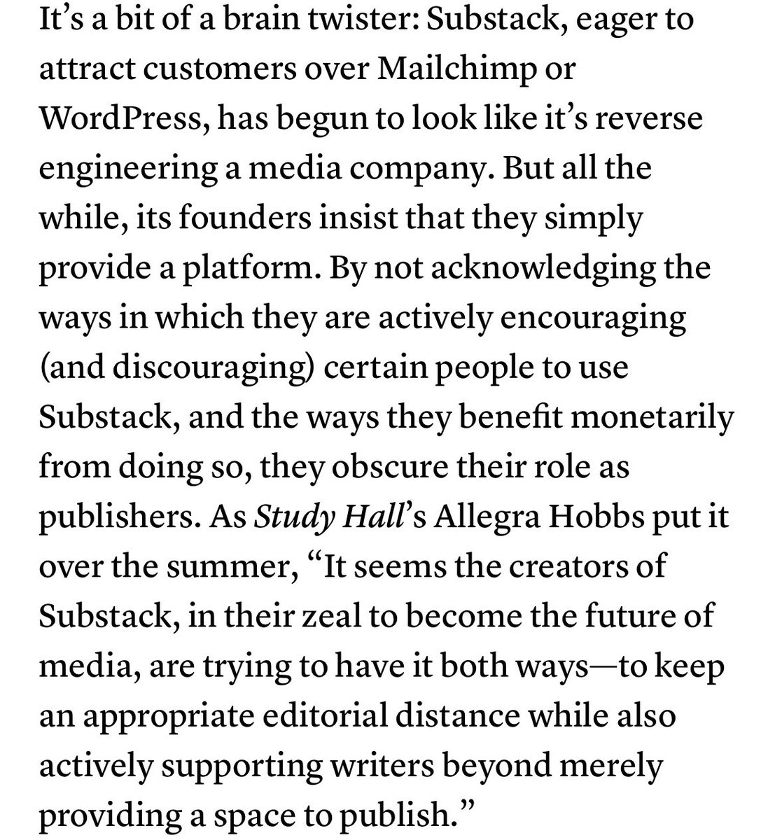 What part of the free signup process is, as the author states, “discouraging” people from using Substack? Literally anyone in the world can create a Substack. Or perhaps that is the true objection.
