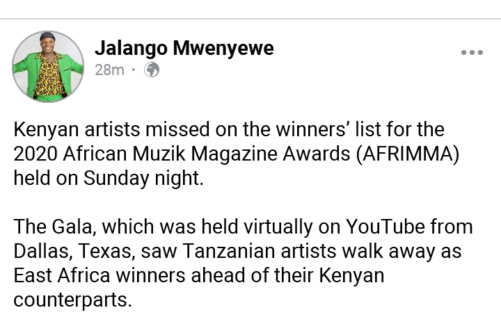 Dan73848620's tweet photo. Tanzanians deserved the win . Thy sing content.some of Kenyan hits lack content esp genge tone Apart from khaligragh jonnes,kingkaka Nadia, who else do you think is serious artist. .  Anyway am not an artist sijui mbona ata naumwaa.🙆🏻‍♀️ https://t.co/lUJoTIvpgh