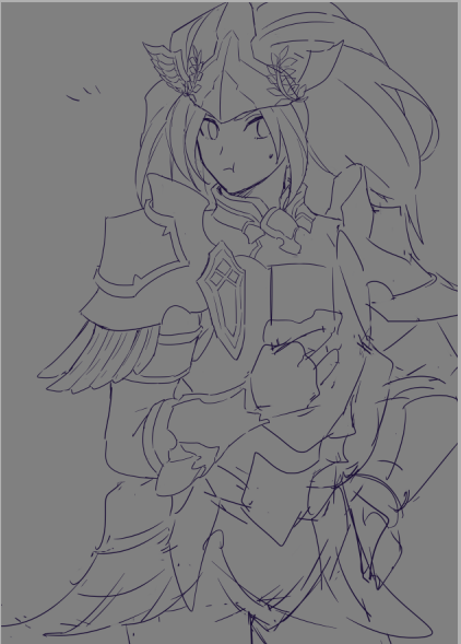 たまに「ラフを線画にするって何?」って聞かれるんだけど、ラフのレイヤーそのまま線画に整える…みたいな。 「線画を描く」のが苦手で線画を描いていると認識したら「ウワアアアッ線画ヤダアアアアッ」て発狂するから「線画は描いてません」て気持ちで描いてる(これはクリンナップ途中のやつ) 