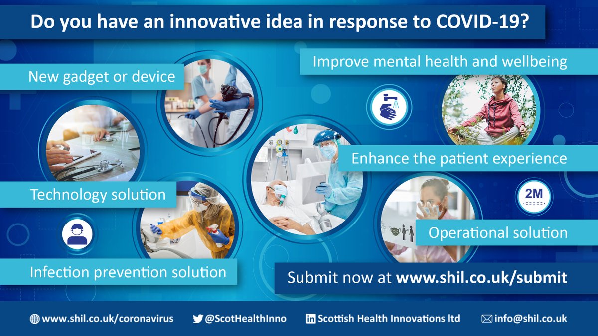 FiSchaefer's tweet photo. The @ScotHealthInno team are seeking #innovative ideas from all you lovely health and social care professionals across Scotland to support the NHS to adapt, develop and strengthen in response to #Coronavirus (#COVID19): https://t.co/uKps4z01Dc https://t.co/c4cGZaTY4L