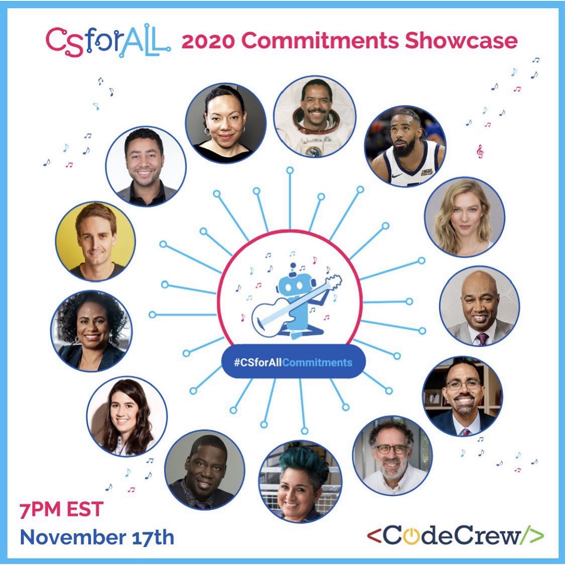 codescty's tweet image. On 11/17/2020 @CSforALL is hosting a virtual Commitments Showcase! Announcing the 2020 #CSforALL Commitments by the member community and highlight new work in response to the impacts of COVID & racial injustice on the computer science education movement. #CodeScty will be there!