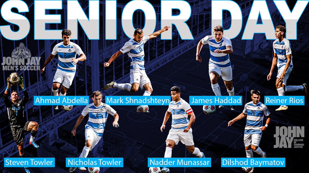 JJayAthletics's tweet photo. Our fourth #VirtualSeniorDay honors the men's soccer seniors. Congratulations to our seniors Ahmad Abdella, Dilshod Baymatov, James Haddad, Nadder Munassar, Reiner Rios, Mark Shnadshteyn, Nicholas Towler, and Steven Towler! Stay tuned for their #SeniorSpotlights.
#GoBloodhounds https://t.co/dBtCff0D9S