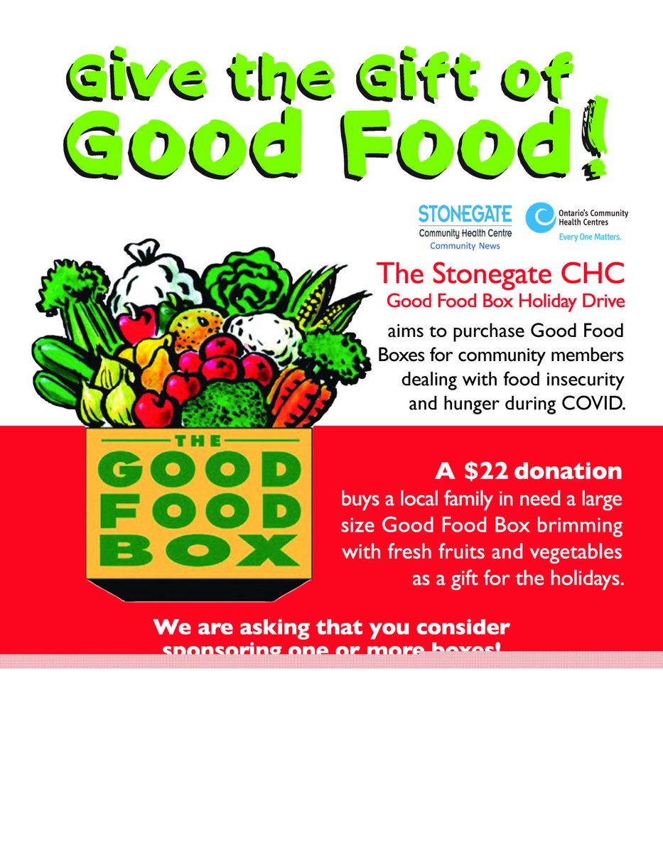 StonegateCHC's tweet photo. Support Stonegate CHC's annual Good Food Box Holiday Drive https://t.co/JkAvK9nyav https://t.co/DZLChM9lJ3