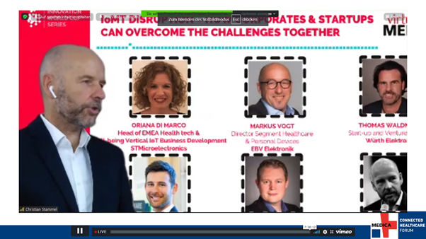 IWCNavispace's tweet photo. .@ST_World @EBVElektronik @we_online @Microtronics #VARTAMicrobattery sharing their insights for #tech #startups on how to successfully joining hands with #corporate and scale their business up! 12 #healthcare #iotwtiwc at virtual.@MEDICATradeFair ! https://t.co/WqapPsgkgA