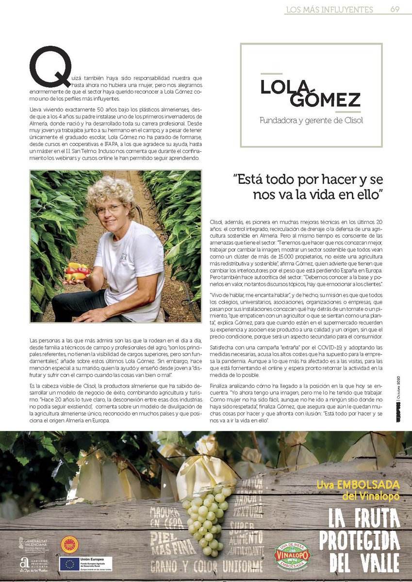 RevistaMercados's tweet photo. 🍅🍆🥒 “Hace 20 años lo tuve claro, la desconexión entre esas la #agricultura y el #turismo no podía seguir existiendo"🔝
#Ed151
@ClisolTurismo @Lolaclisol #Almería #Influyentes
https://t.co/2UIKY0kvsT https://t.co/nq2ULR1E3j
