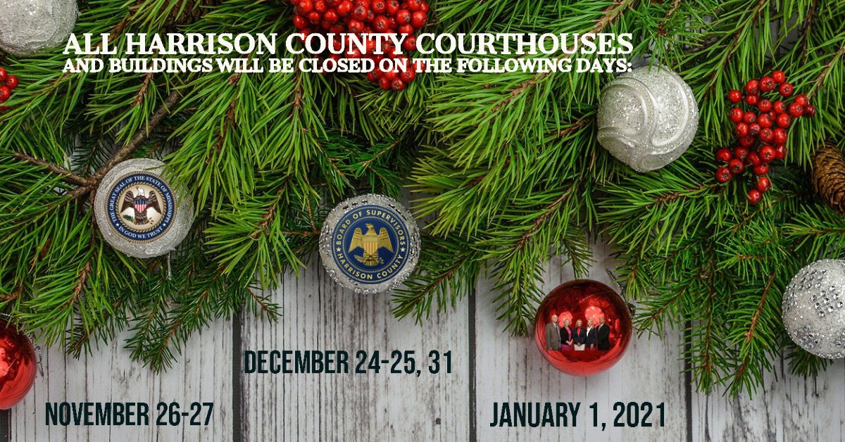 The Harrison County Board of Supervisors, concurring with a proclamation by <a href="/tatereeves/">Governor Tate Reeves</a>, declared the following holidays: