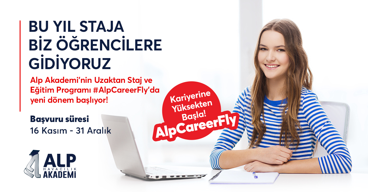 alp_havacilik's tweet photo. Alp Akademi’nin Uzaktan Staj ve Eğitim Programı #AlpCareerFly’da yeni dönem başlıyor! ✈
Başvurularınızı 16 Kasım -31 Aralık 2020 tarihleri arasında web sitemiz üzerinden yapabilirsiniz. https://t.co/QzY3e0ABiR
@AlpKariyer
#AlpAviation #AlpteknikHavacılık #AlpJET #Eskişehir https://t.co/QO06ynHAFg