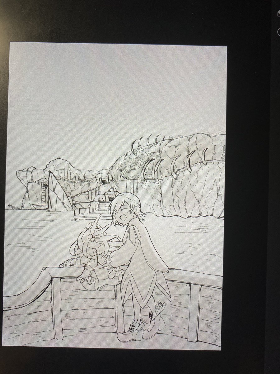 ここ2年くらいラフちょっと整えてそのまま厚塗りだから線画らしい線画が残ってる絵があんまり…ない! #皆さん線画と塗った後を見せてください 