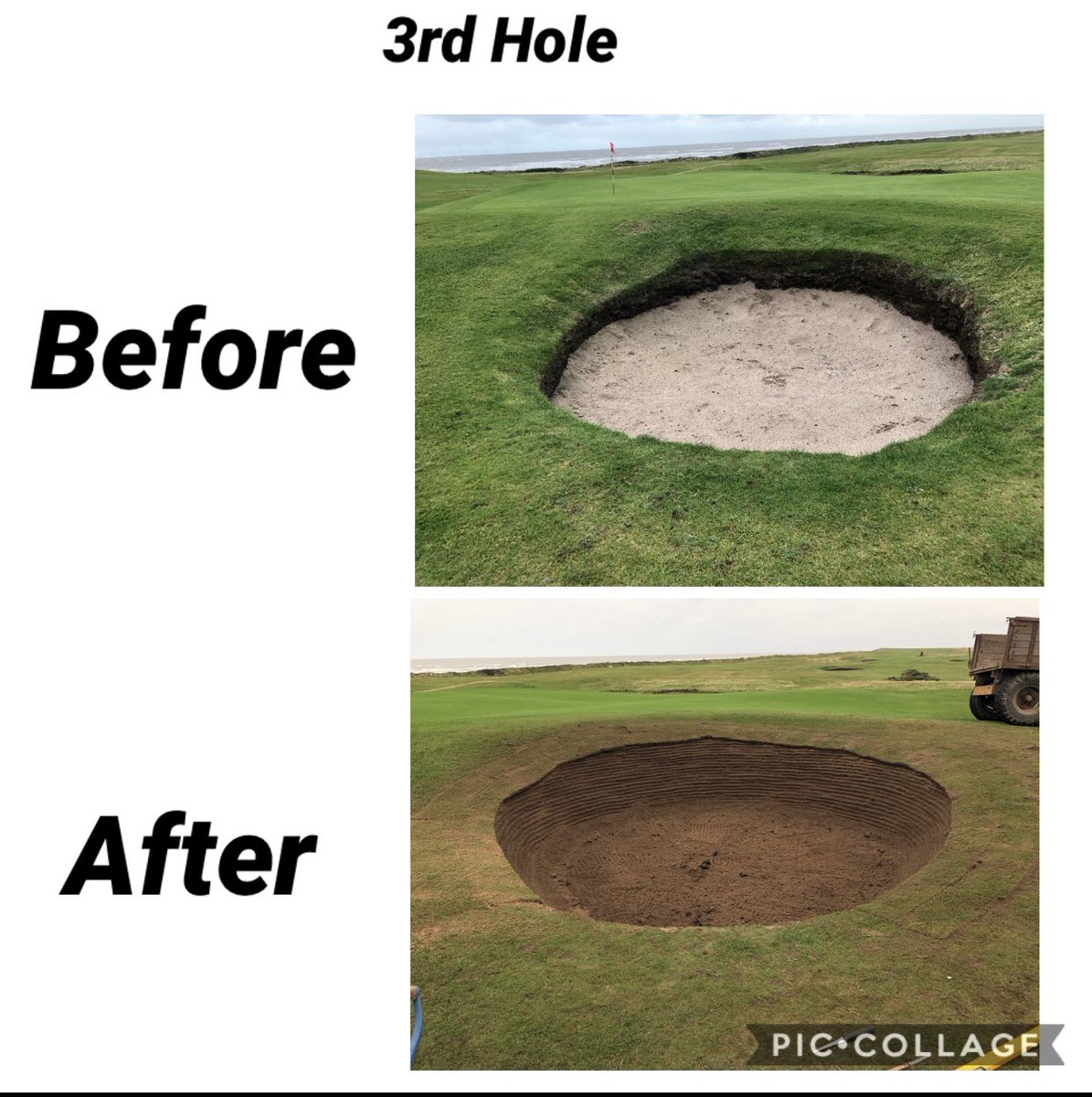 3rd Right hand side of the green bunker completed today👌

Huge difference⛳️