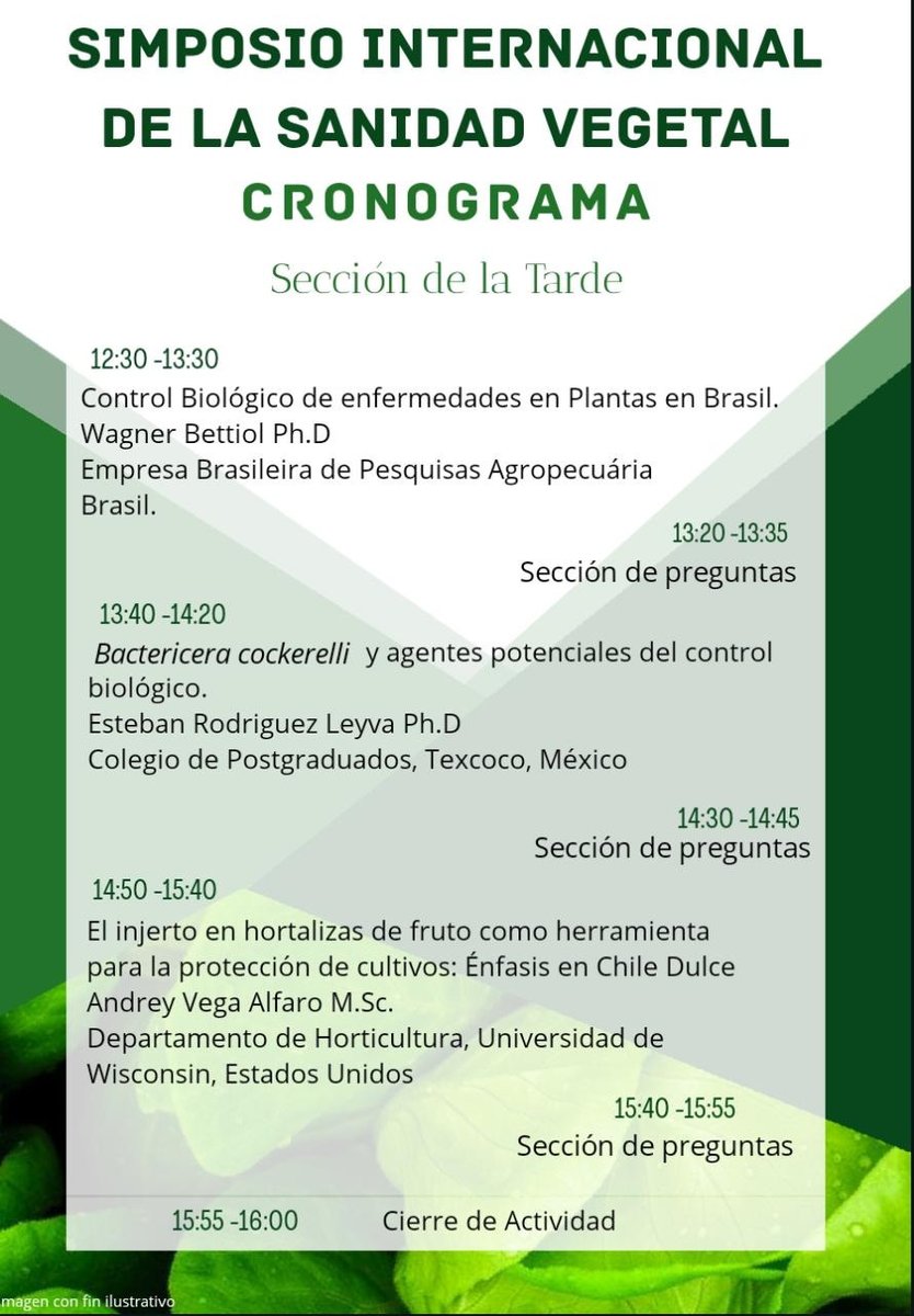 MusaProject's tweet photo. Martes 17 de Noviembre - 
Simposio Internacional de la Sanidad Vegetal https://t.co/wagOrVLiwC