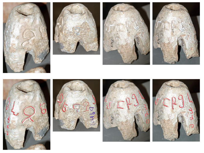 This one is a candleholder with defective alphabet - we don't know the meaning yet, seems like just random letters together. Although there could be some religious meaning to it.
