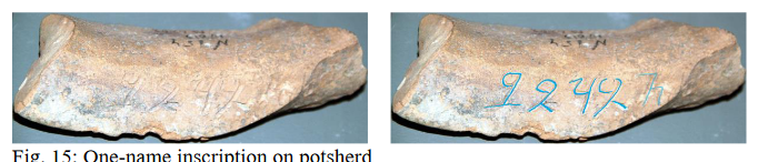 One potsherd just have a name on it which reads - 𐕌𐔰𐕎𐔰𐕚 - Manas, probably a short form of Manasseh.