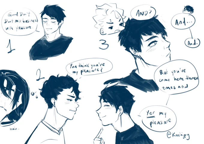 some doodles before I head off for muay thai 

scenes from @wendysheep 's food blogger sakusa fic BC it lives in my mind rent free and their banter still sends me 

link: https://t.co/jimcaYi5CJ

#omigiri #osaomi #haikyuu 