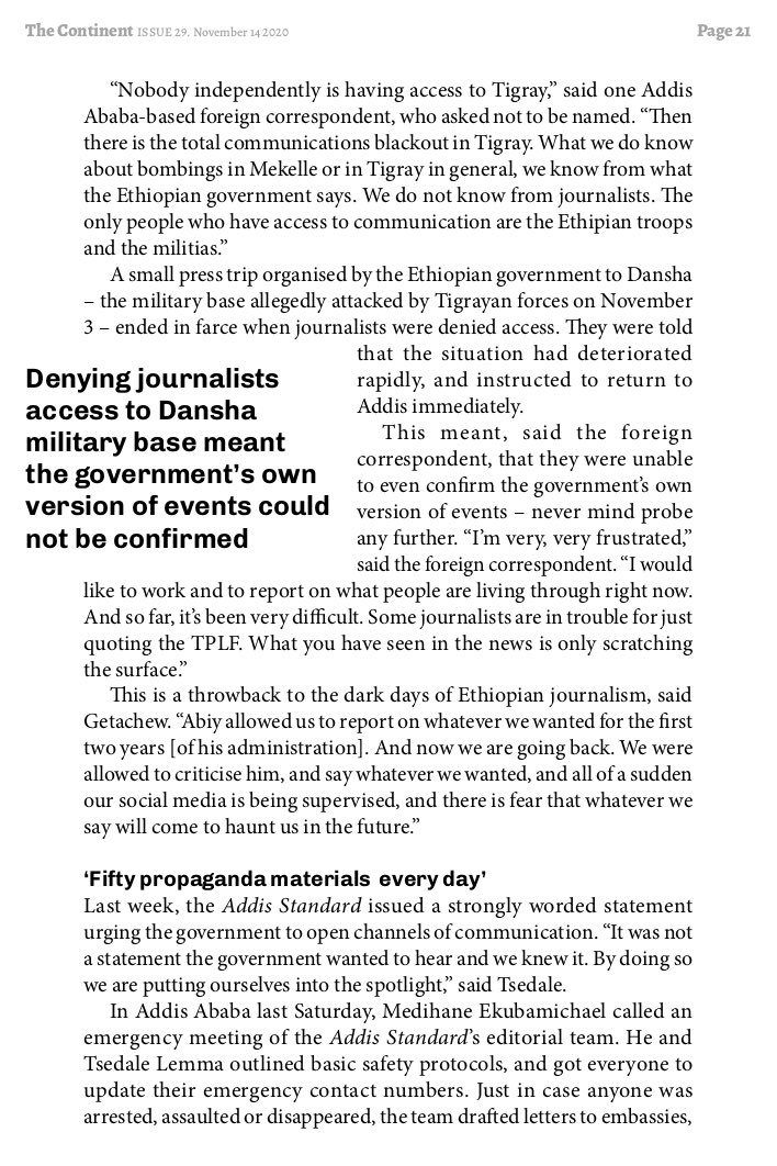 samirasawlani's tweet photo. This piece on why it’s so hard to report on Ethiopia’s civil war is hugely important.
By @simonallison for @thecontinent_ https://t.co/UKSLlicvrP