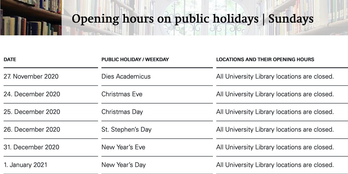 Status_UBBasel's tweet photo. Friday 27. November 2020 
All University Library locations are closed.
https://t.co/R89CRrSuE2 

Freitag 27. November 2020
Alle Standorte der UB sind geschlossen. 
https://t.co/xks93ifJcx https://t.co/NNnFzo3Ixv
