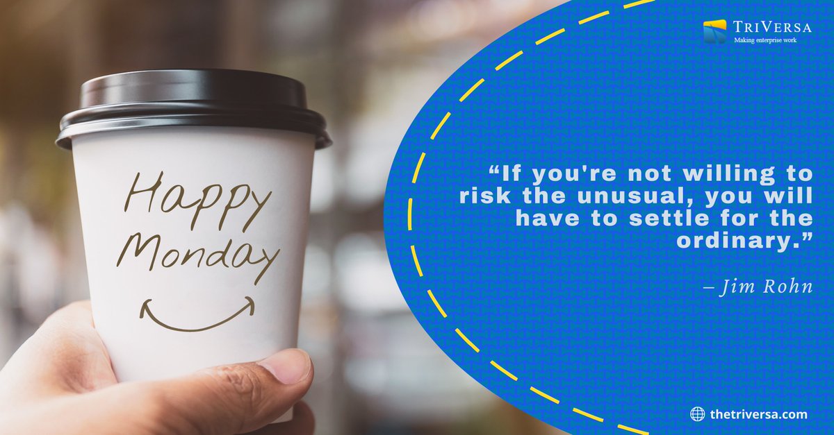 triversa_ng's tweet photo. “If you're not willing to risk the unusual, you will have to settle for the ordinary.”
– Jim Rohn
Have a productive week!
#triversa #mondaymotivation #leadership #DontGetComplacent #MondayMorning #OneNigeria https://t.co/fizQczJiIt