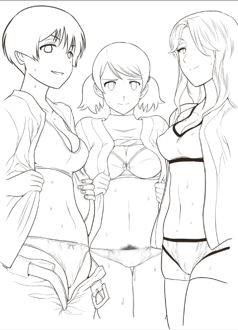 #皆さん線画と塗った後を見せてください
アニータの表情に修正が入ってますね 