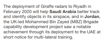 Interesting that in the latest Ministry Of Defence report they announced that in February of this year Britain deployed Giraffe radars to the Saudi capital Riyadh to help track objects in Saudi airspace