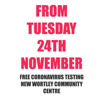 From TUESDAY 24TH NOVEMBER New Wortley Community Centre will be a walk in testing centre for 2 to 3 weeks #community #covid19Tests #LeedsTogether