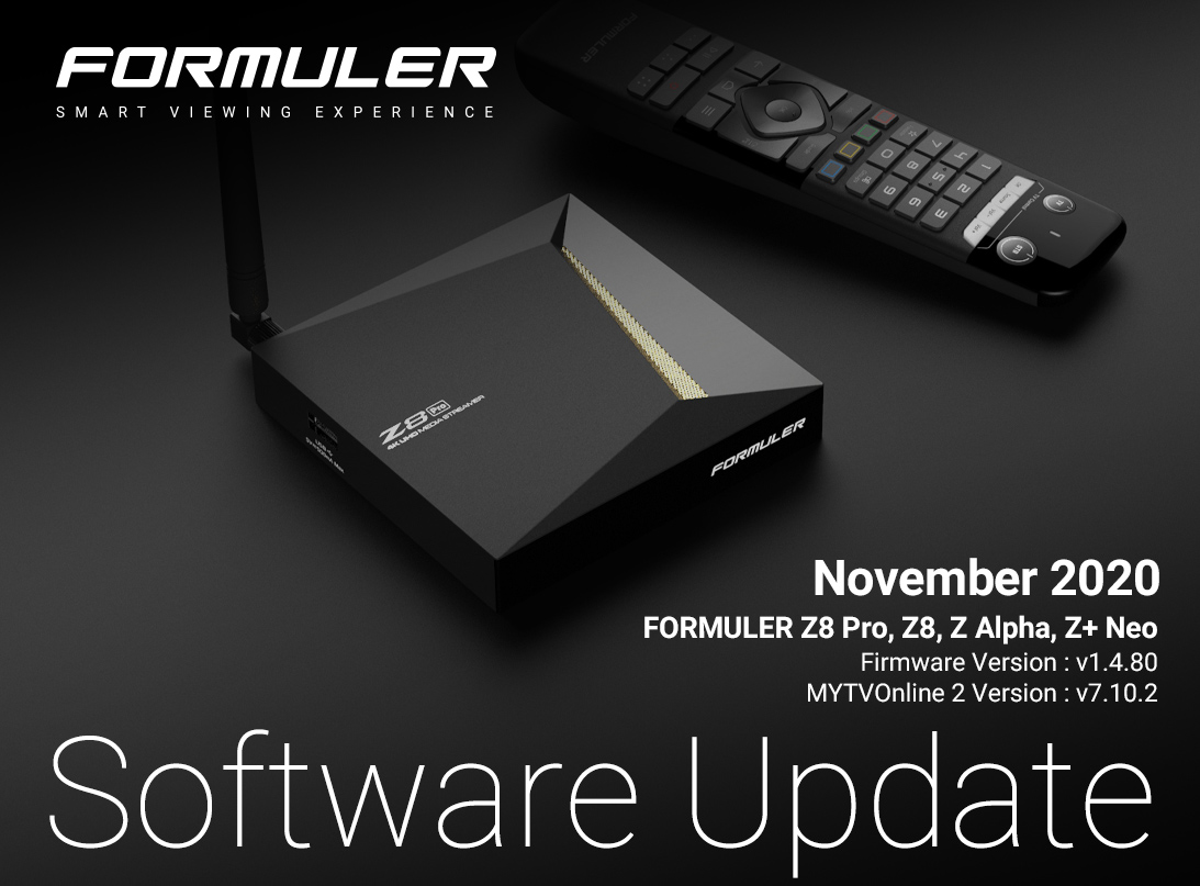 Formuler on X: November 2020 Software Update for Formuler Z8 Pro, Z8, Z  Alpha, and Z+Neo devices has been released OTA. For the full release notes  visit   / X