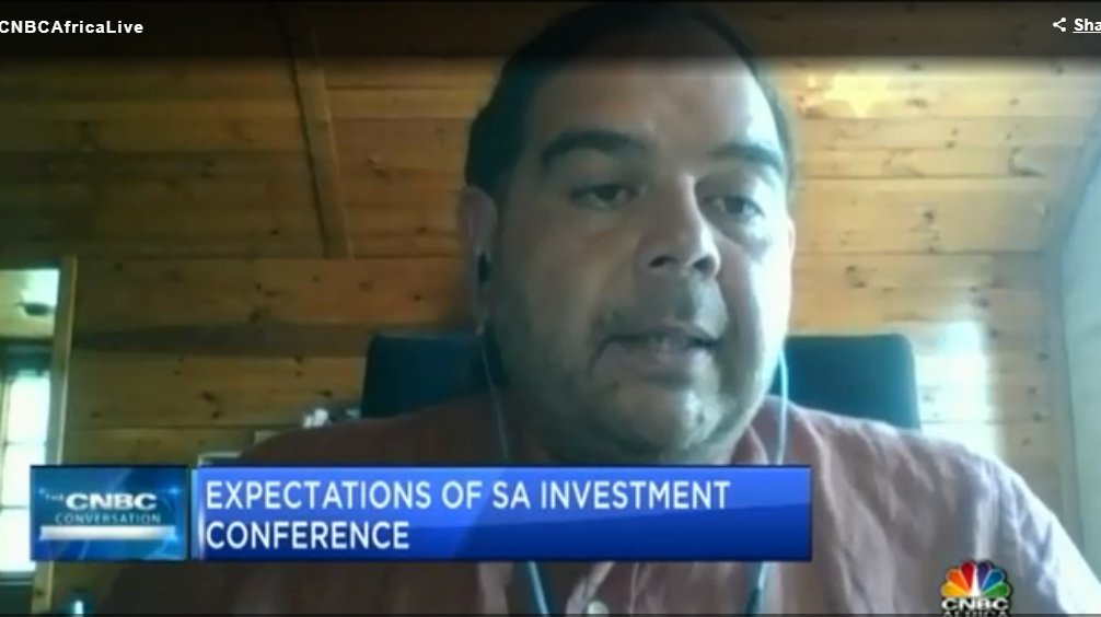 cnbcafrica's tweet photo. [ON AIR] #CNBCConversation: "We must maintain current investment projects coming into the county. We want to support implementation going forward" Dr Petrus de Kock, GM Research at @Brand_SA  #SAIC2020 #DStv410 https://t.co/jsoLYA985y