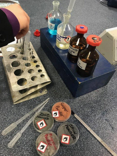 CongletonHS's tweet photo. Last week, Mrs Figiel's Y9 @CHSSciences group learned about 'Displacement Reaction'- which metals are reactive enough to displace another metal from its compound. If you want to know the results, you'll need to read the next issue of the CHS Newsletter! #AchievingSuccessTogether https://t.co/7aDUFiNQAf