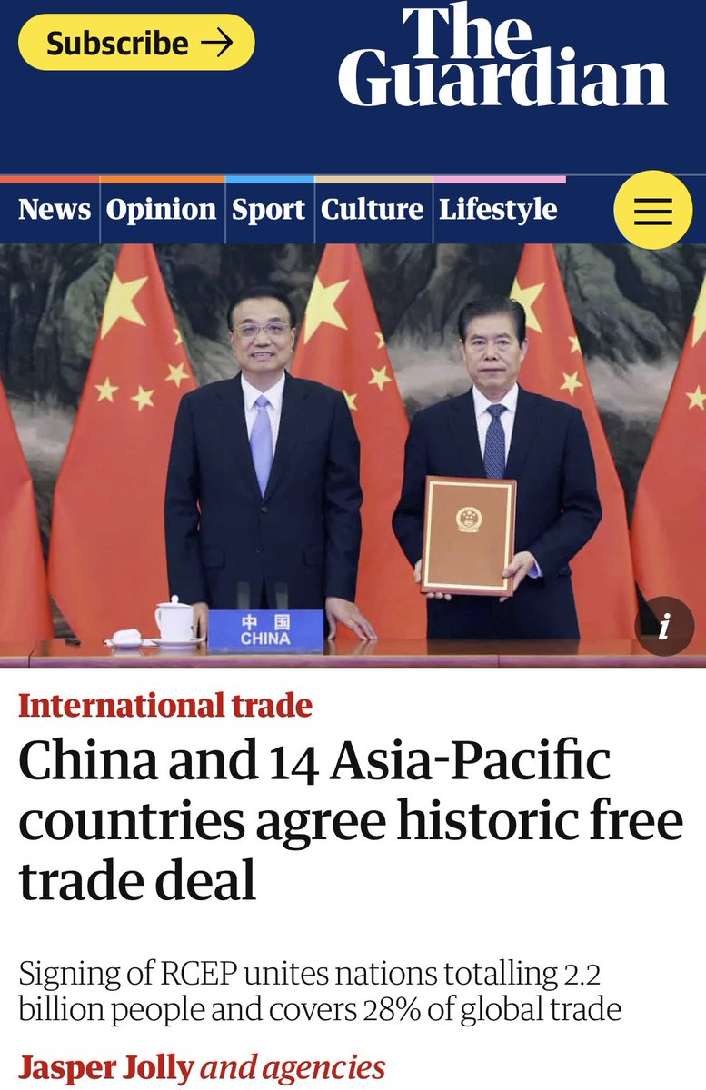 reza16752126's tweet photo. 2.2 billion people!
30% world’s economic output!
28% of #global_trade!

Most important news of #global_system,particularly  #Europe after #Brexit and weakening #EU

In future, shift centre of gravity of #regional_cooperation from Europe to #East_Asia 

#China 
#Australia
#Japan https://t.co/u2FKj8m2UO