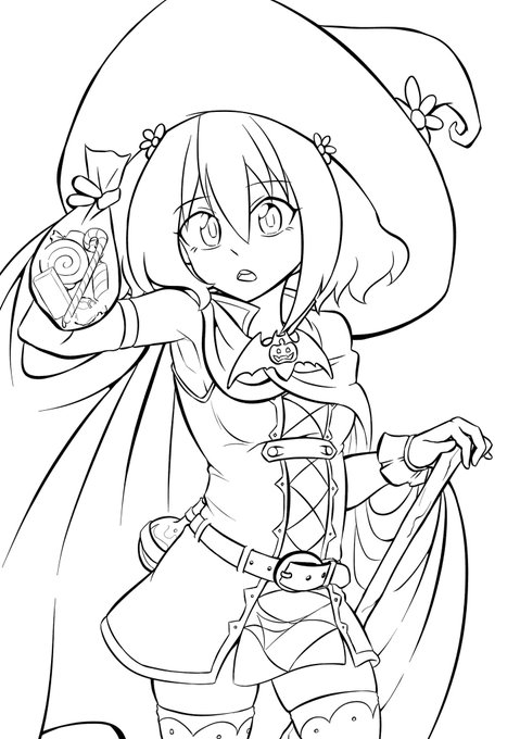 ハロウィンナナしゃん
 #皆さん線画と塗った後を見せてください 