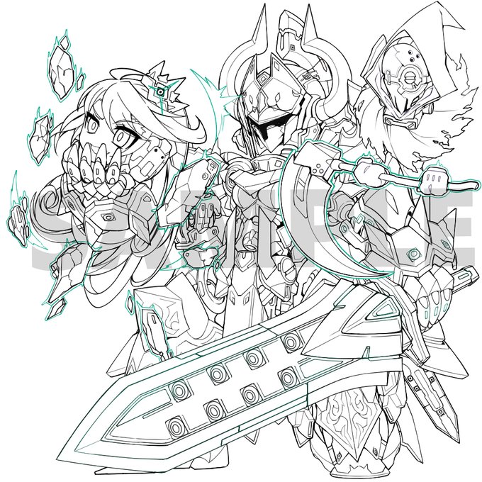 #皆さん線画と塗った後を見せてください
#メカむす 