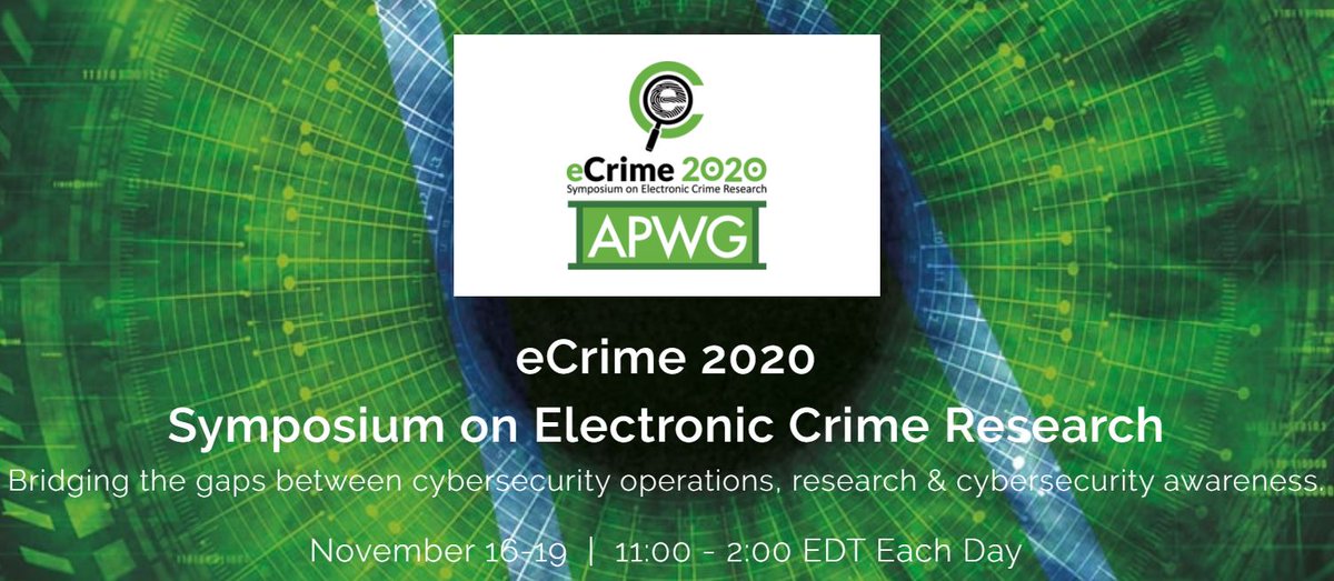 Our <a href="/LOCARD_EU/">LOCARD</a> Project will be presented tomorrow by <a href="/pablolopezab/">Pablo López-Aguilar</a> at the <a href="/APWG/">APWG</a> #eCrime2020. A Symposium aiming to look at the operational challenges and development of common #resources and #BestPractices for #FirstResponders and #forensic professionals: on.lenos.com/antiphishing/V…