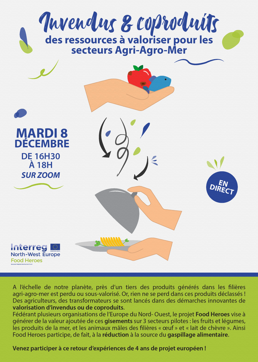 AC3Atlantique's tweet photo. [WEBINAR Invendus, déclassés &amp; coproduits]
👀 Découvrez les agricultures et transformateurs qui se sont lancés dans la valorisation d'invendus et de coproduits.
Inscription: https://t.co/5Q9OYmvhkr 
Programme: https://t.co/yrFL00he60 
#FoodHeroes #FoodWaste https://t.co/UsyRA72Jsq