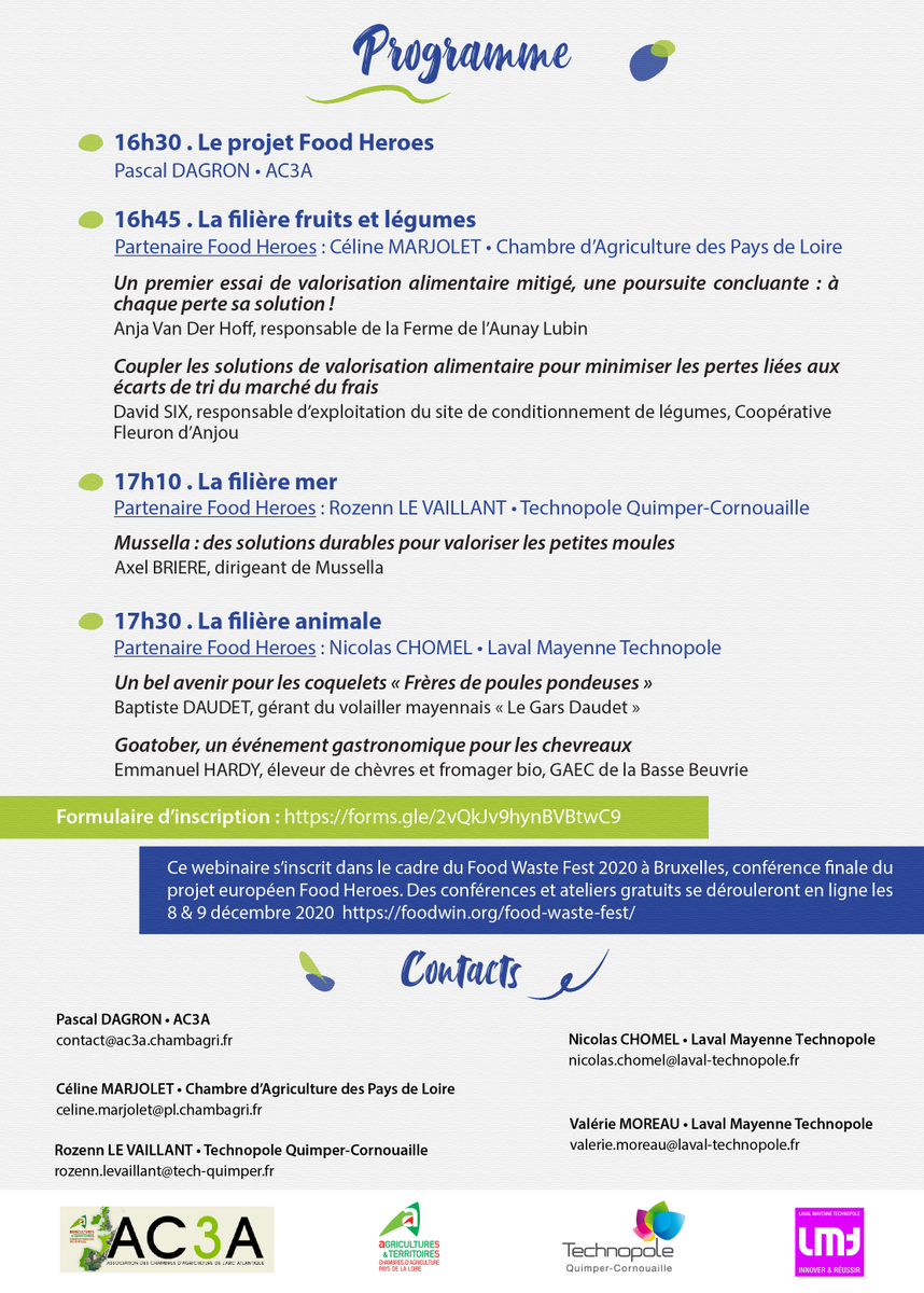 AC3Atlantique's tweet photo. [WEBINAR Invendus, déclassés &amp; coproduits]
👀 Découvrez les agricultures et transformateurs qui se sont lancés dans la valorisation d'invendus et de coproduits.
Inscription: https://t.co/5Q9OYmvhkr 
Programme: https://t.co/yrFL00he60 
#FoodHeroes #FoodWaste https://t.co/UsyRA72Jsq