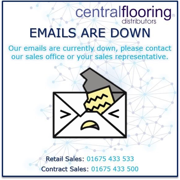 centflooringdis's tweet photo. Apologises, our emails are currently down.

Please contact the sales office on 01675 433533 (retail) or 01675 433500 (contracts) or your sales rep.

We're currently working to fix this issue and will let you know when we're back up!

All our other operations remaining functional. https://t.co/VOsHrUWoYF