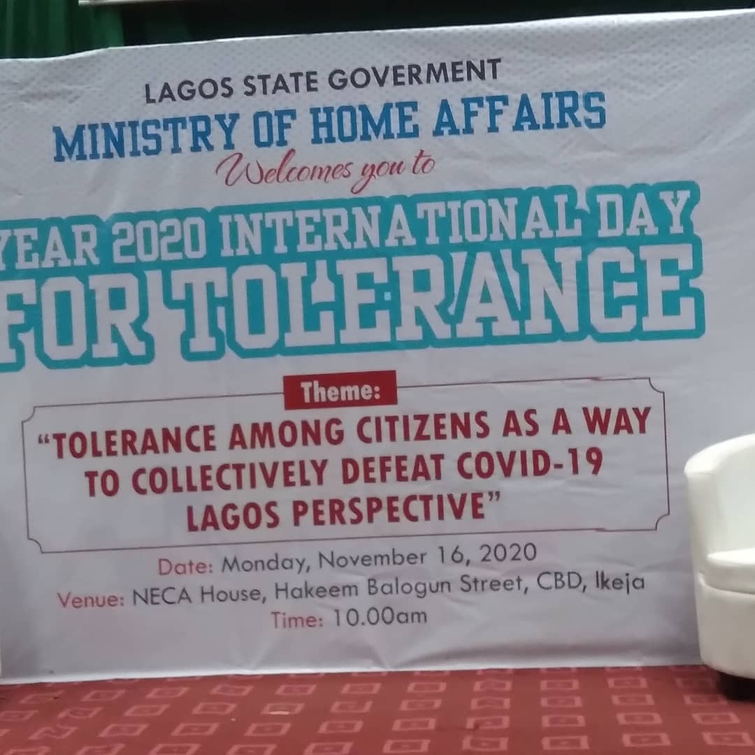 YEFNigeria's tweet photo. It's #worlddayoftolerance! 
Show #tolerance, #respect and live in #peace with others  
#YEFNigeria invited by @followlasg  #ministries of #youths &amp; #social #development and #Home #Affair 

#COVID19
#Tolerance
#Peace
#Respect
#YEFNigeria
#Lagosgovernment
#MYSD https://t.co/9eoiUY90gi