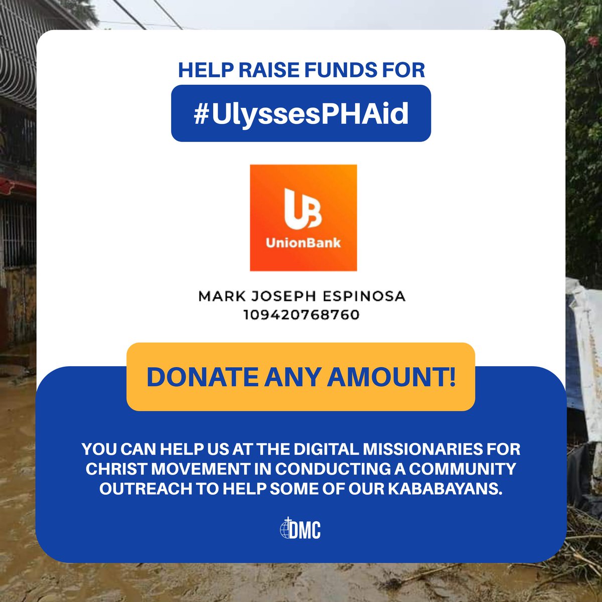 DMCmove's tweet photo. YOU CAN HELP US CONDUCT A COMMUNITY OUTREACH TO HELP SOME OF OUR KABABAYANS IN THESE TRYING TIMES!

You may donate any amount via Unionbank! 🧡

Account Name:
Mark Joseph Espinosa
Account Number:
109420768760

#BayanihanParaSaBayan https://t.co/1LQRDCGiM2