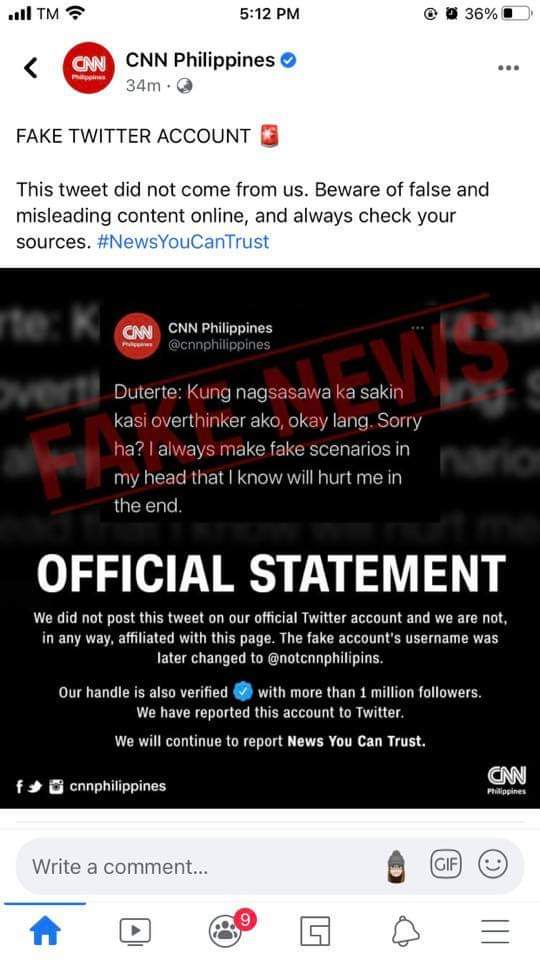 BulairChase's tweet photo. @cnnphilippines number 1 fake news media, tama nga si US Pres. Trump. 🤣😂 https://t.co/KTn7cj6sHt