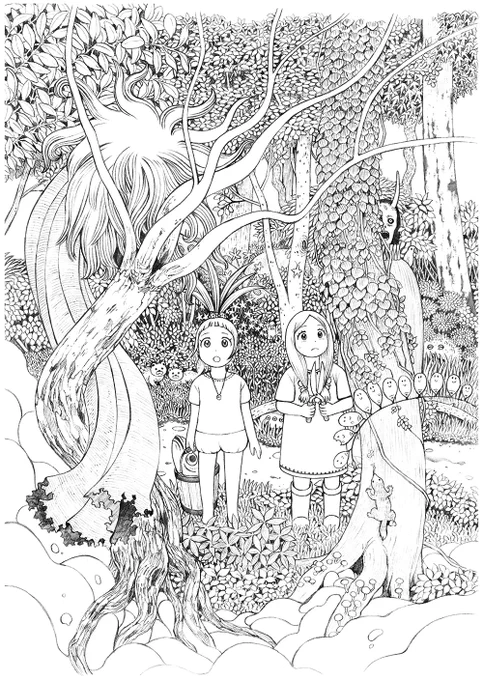 #皆さん線画と塗った後を見せてください
葉っぱ描くのは写経と同じ効果 