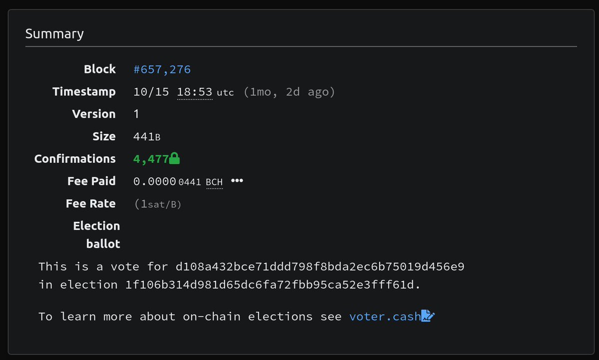 dagur's tweet image. The @BitcoinUnlimit block explorer now recognizes on-chain voting transactions 🤩 explorer.bitcoinunlimited.info/tx/974dc4f3f21…