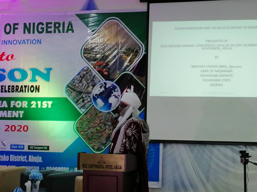 geoson_ng's tweet photo. The Guest Speaker, HRH. ALH. Ibrahim Usman Jibril, Fgeoson, Emir of Nasarawa making presentation on "Geoinformation and the Blue Economy in Nigeria"
#geoson #geoinformation #GISDay #geospatial
#BlueEconomy https://t.co/gjbcsux9kO