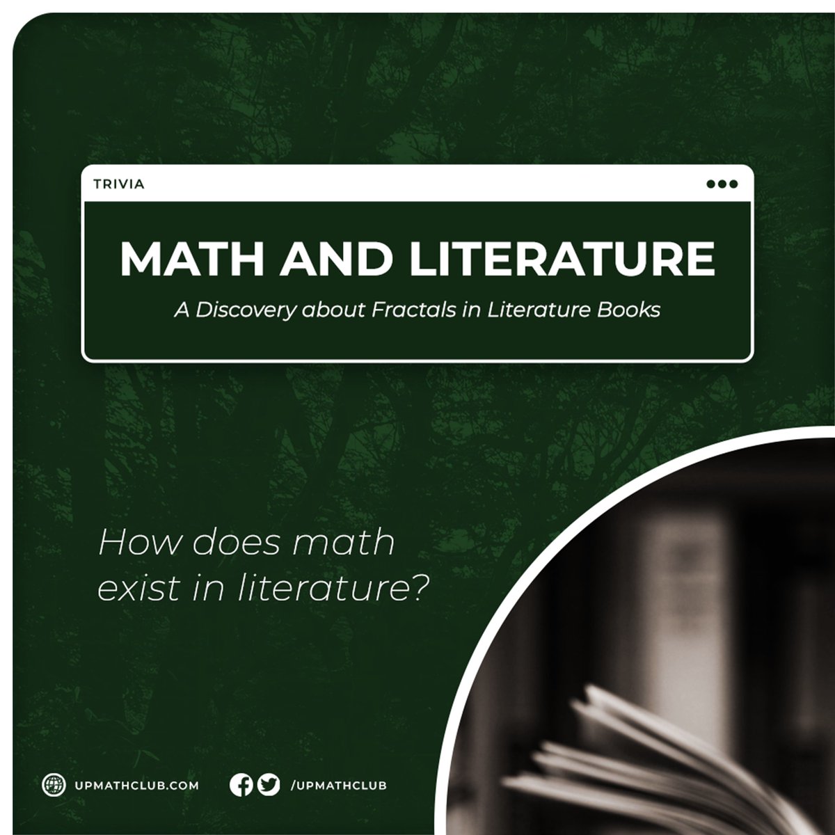 upmathclub's tweet photo. In today's Math Monday, we will show how fractals appear not only in nature but also in other objects we might possess such as classic books.

#MathMondayWithUPMathClub
#FractalsInBooks
#MathInLiterature

💚💚💚 https://t.co/BymdqZp8kl