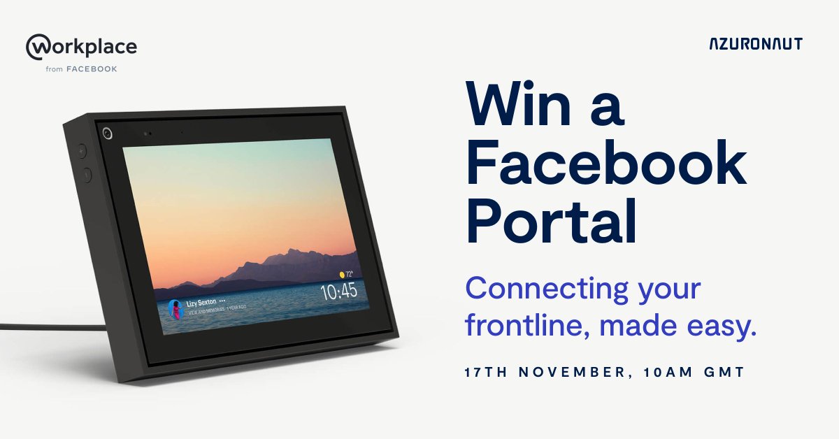 Webinar tomorrow - Connecting your Frontline, Made Easy

One attendee will be chosen at random to win a Facebook Portal.

Sign up and join us at 10 to be in with a chance to win.

lnkd.in/dP2Km9W

#Webinar #FrontlineWorkers #FacebookPortal