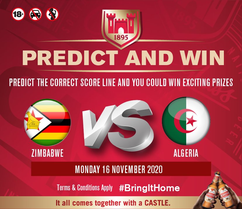 Predict and win!

Predict the correct scoreline between Zimbabwe and Algeria and stand a chance to win a case of your favourite brew to celebrate with your mates!